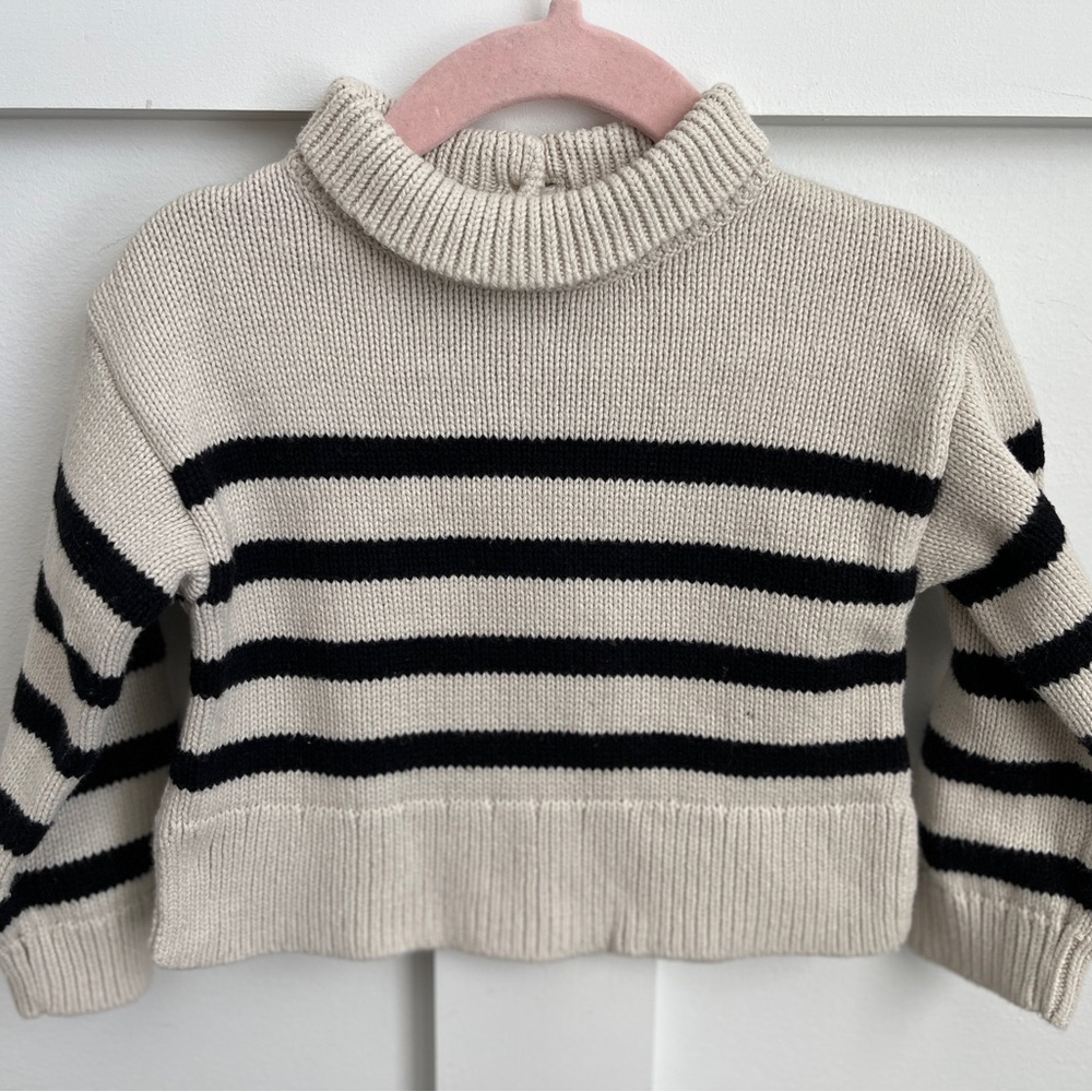 Baby GAP Black and Cream Striped Knit Sweater